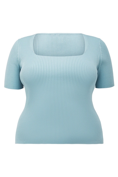 LILLY CURVE SQUARE NECK KNIT TOP TURQUOISE BLUE BASE PRINT 1
