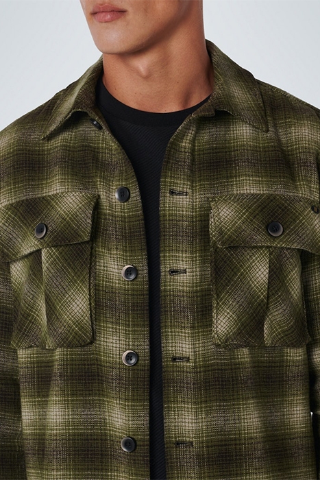 OVERSHIRT BUTTON CLOSURE CHECK WITH WOOL SAGE GREEN 5