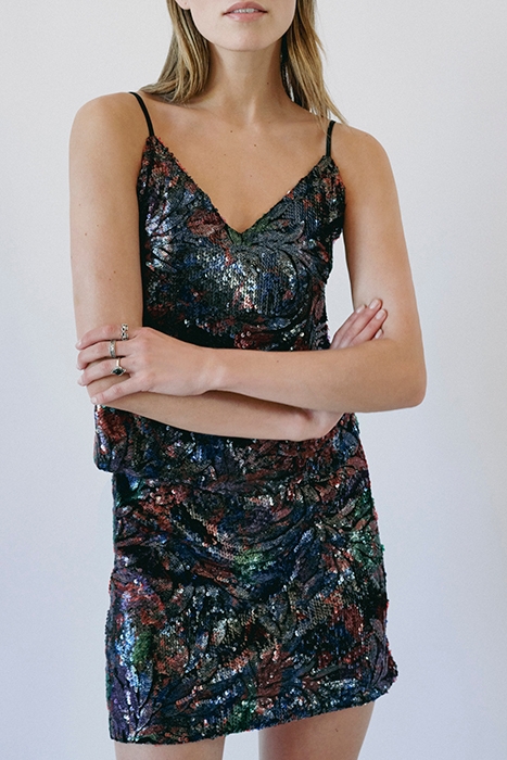 NAVY BLUE SHORT SKIRT WITH MULTICOLOURED SEQUINS 4