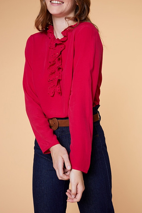 COLETA - FUCHSIA FLOWING BLOUSE WITH RUFFLES 3