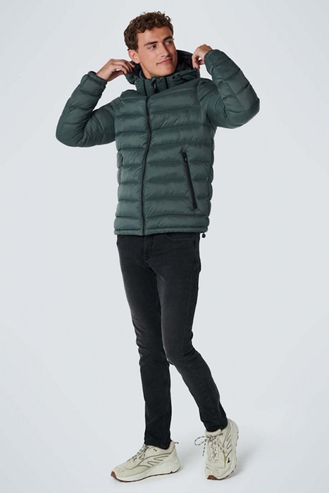 JACKET SHORT FIT HOODED RECYCLED PADDING DARK STEEL 4