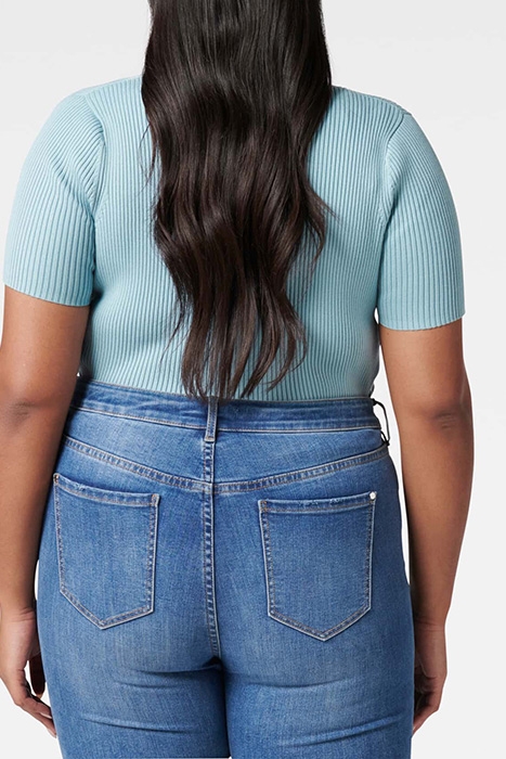 LILLY CURVE SQUARE NECK KNIT TOP TURQUOISE BLUE BASE PRINT 3