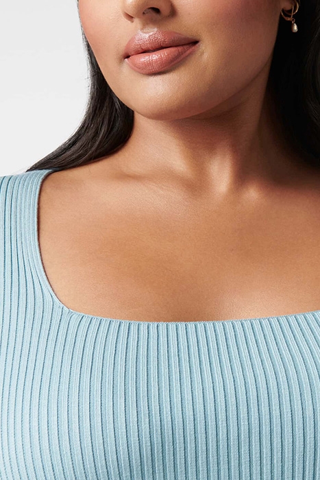 LILLY CURVE SQUARE NECK KNIT TOP TURQUOISE BLUE BASE PRINT 6