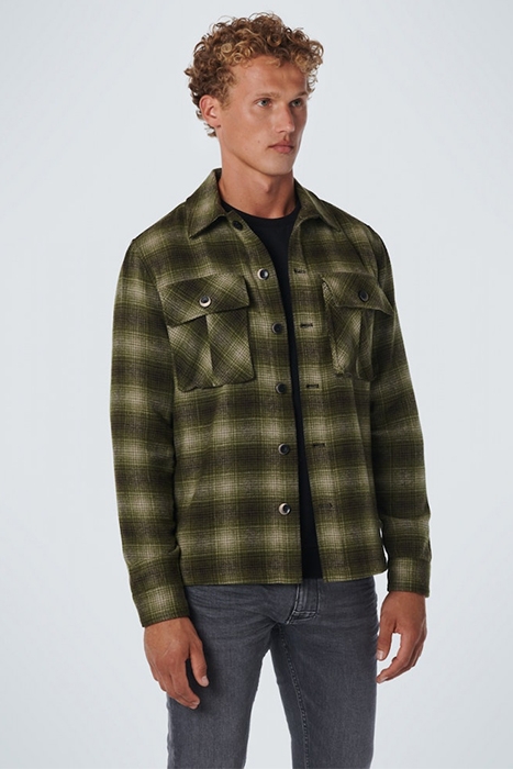 OVERSHIRT BUTTON CLOSURE CHECK WITH WOOL SAGE GREEN 2