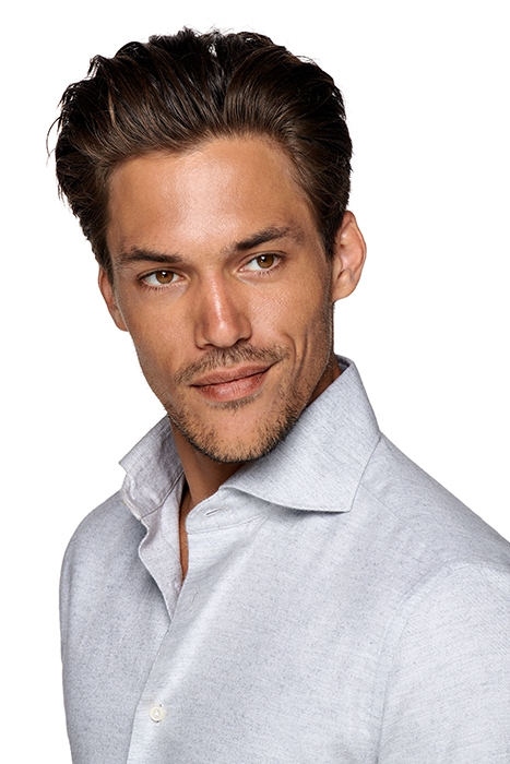 LIGHT GREY TWILL SLIM FIT SHIRT 4