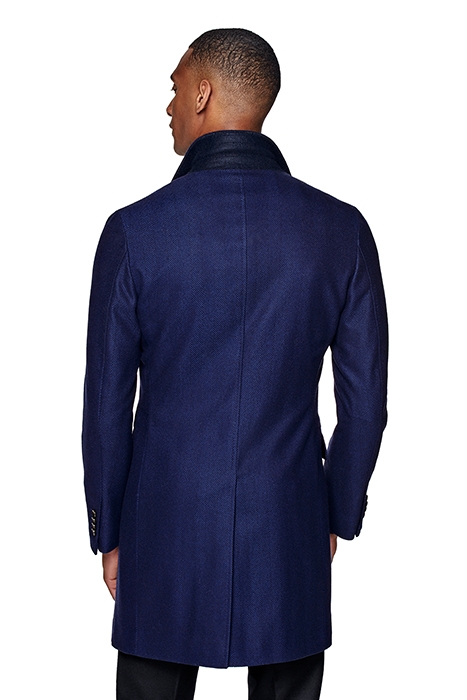 MID BLUE HERRINGBONE OVERCOAT 2