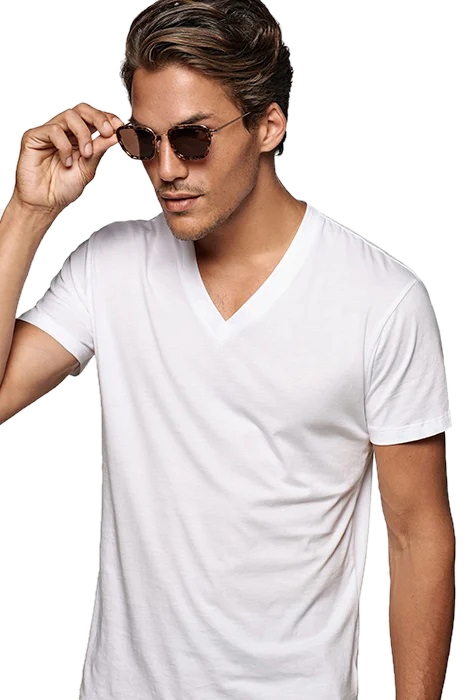 WHITE V NECK T SHIRT 3