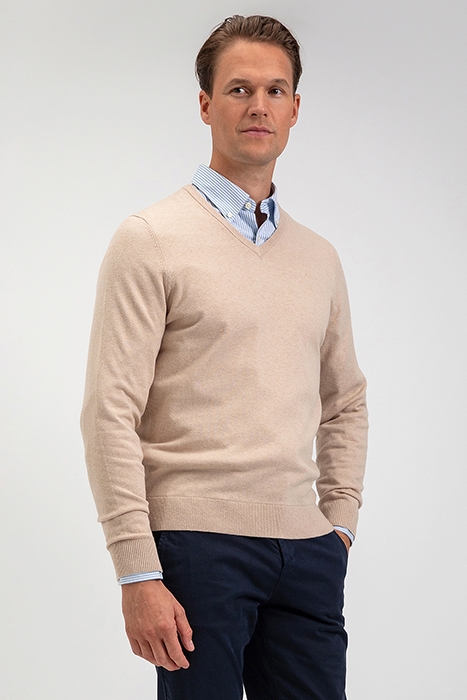 V-NECK SWEATER SAND 2