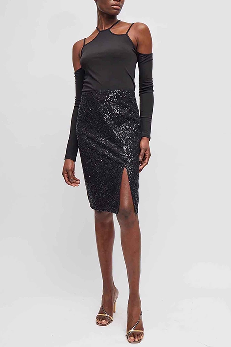 ALINDAVA SEQUIN SKIRT BLACK 1