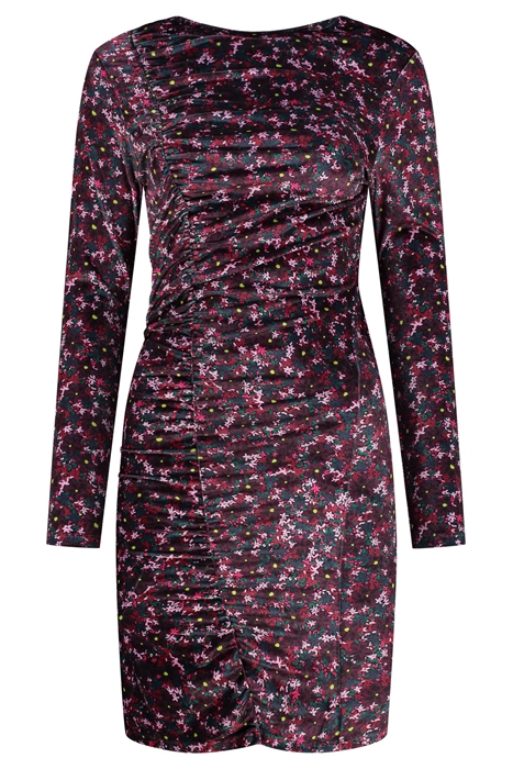 LADIES MENDOZA VELVET DRESS DITSY FLOWER WINE PURPLE DAISY 5