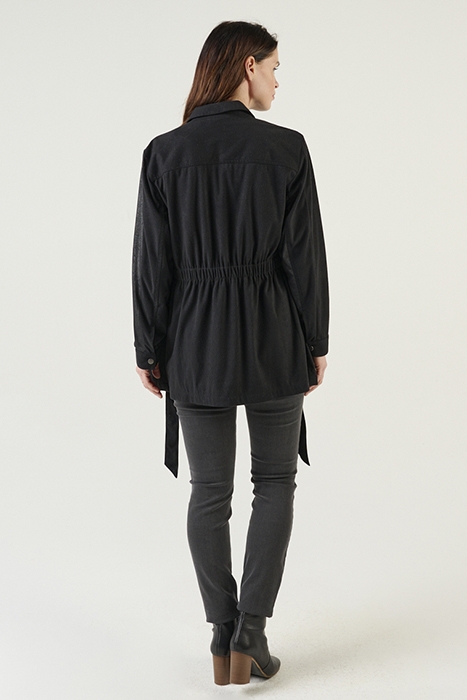 LONG SUEDINE JACKET ALMOST BLACK 3