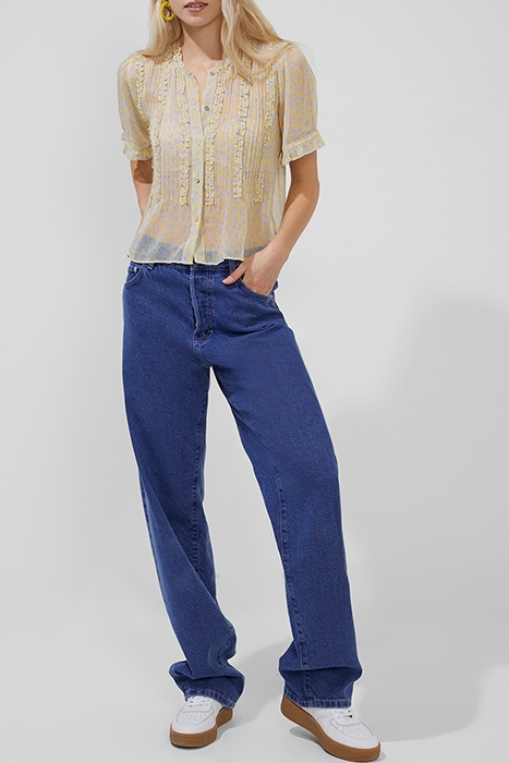 DORIA CRINKLE RUFFLE FRONT TOP GOLDEN GLAZE MULTI 1