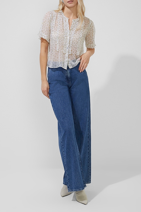 DORIA CRINKLE RUFFLE FRONT TOP SUMMER WHITE MULTI 3