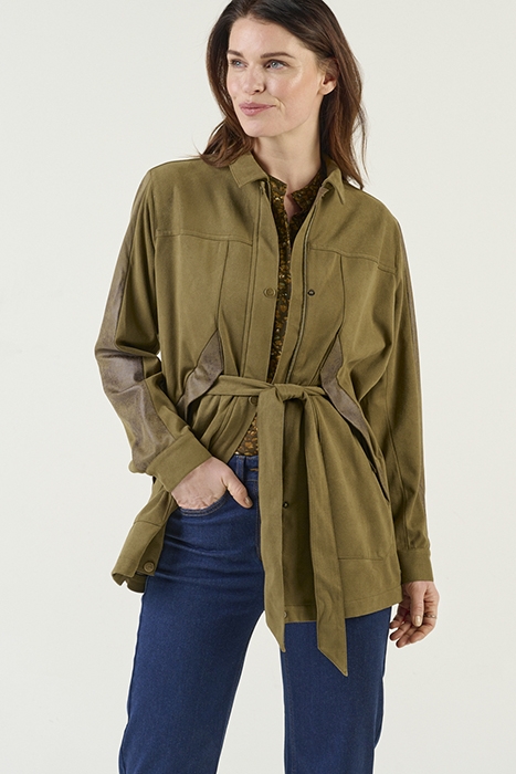 LONG SUEDINE JACKET MILITARY OLIVE 1