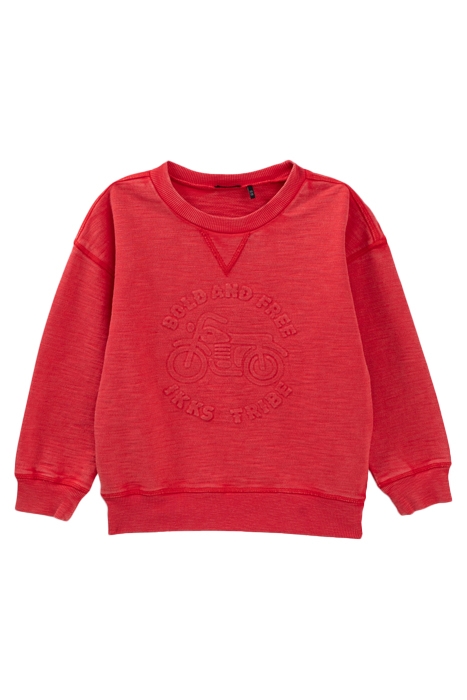 BOYS’ RED SWEATSHIRT WITH MOTORBIKE EMBOSSED SLOGANS 2