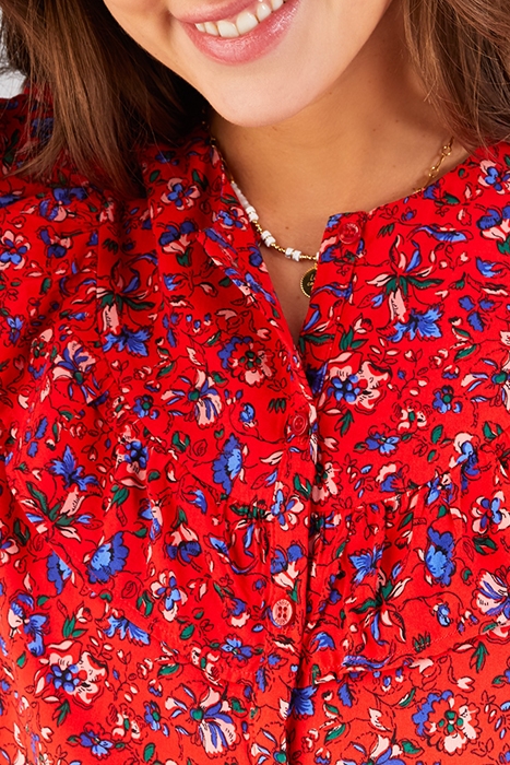 CHERRY SUMMER FLOWER PRINT LINGERIE-STYLE BLOUSE 7