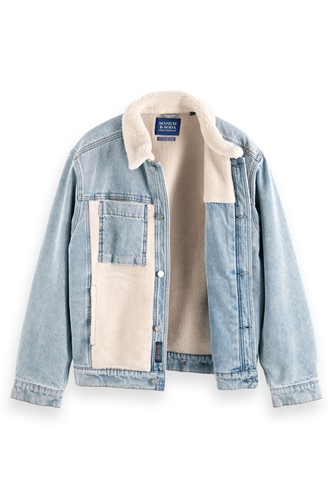 TEDDY LINED WASHED DENIM TRUCKER JACKET INDIGO 3