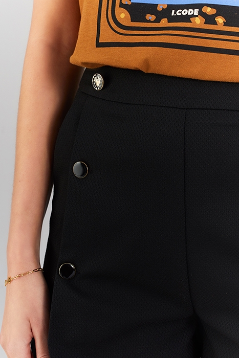 BLACK DECORATIVE JACQUARD DROP FRONT SHORTS 5