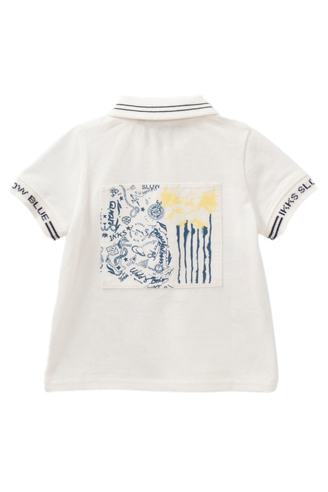 BABY BOYS’ WHITE POLO SHIRT WITH NAVY STRIPED COLLAR 2