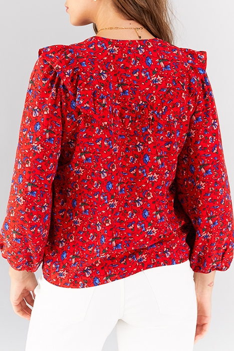 CHERRY SUMMER FLOWER PRINT LINGERIE-STYLE BLOUSE 2