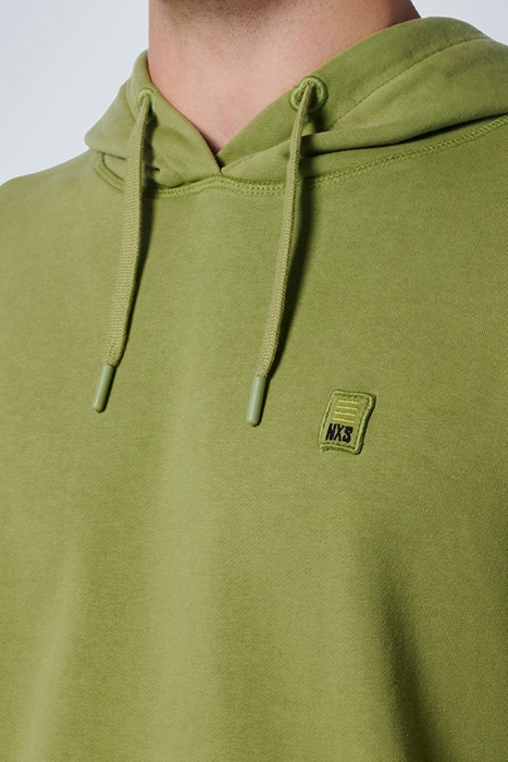 SWEATER HOODED STONE WASHED LIGHT GREEN 6