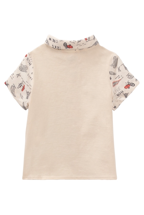 BABY BOYS’ BEIGE ROCK RIDER PRINT MIXED FABRIC SHIRT 2