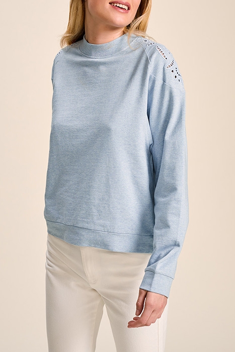 MUKKI - BLUE CHAMBRAY FLEECE SWEATSHIRT WITH EMBROIDERY 4