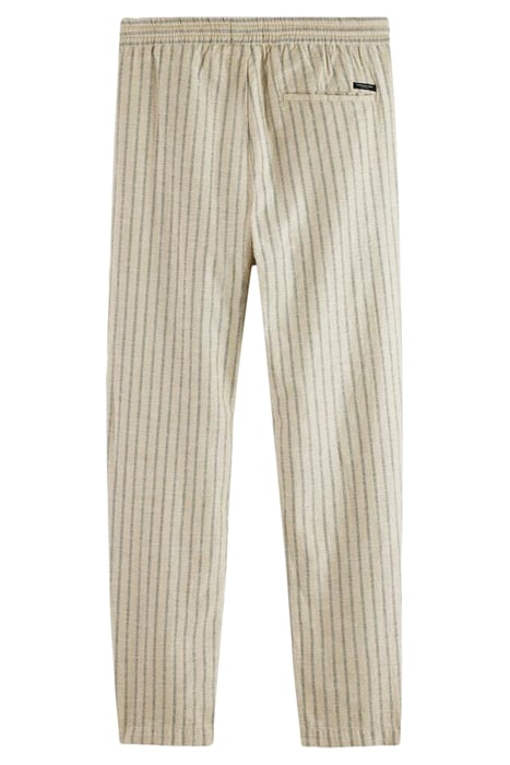 WARREN- STRIPED COTTON LINEN JOGGER SAND/ BLACK STRIPE 2