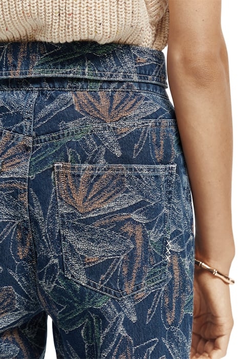 THE TIDE PAPER BAG FLORAL DENIM JACQUARD PANT WASHED INDIGO 7