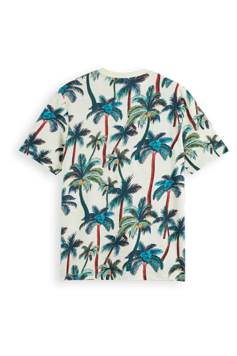 PALM-PRINTED CREWNECK T-SHIRT OFFWHITE PALMTREES AOP 2