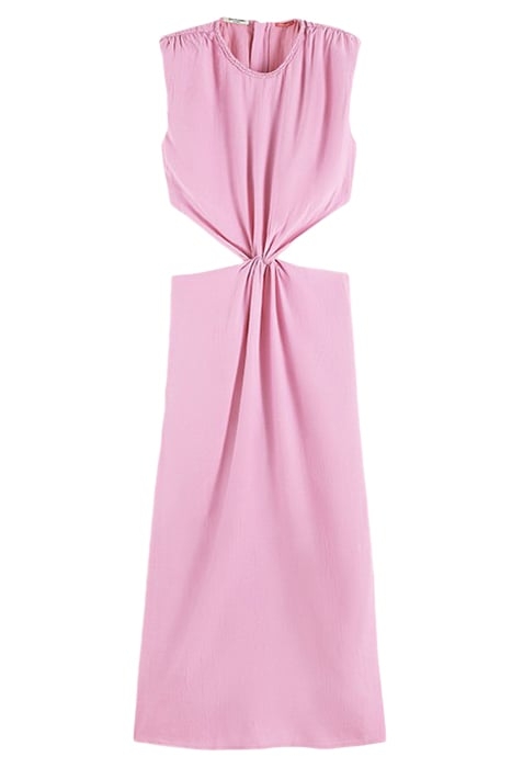 DRAPED STRUCTURED SHOULDER MIDI DRESS ORCHID PINK 1