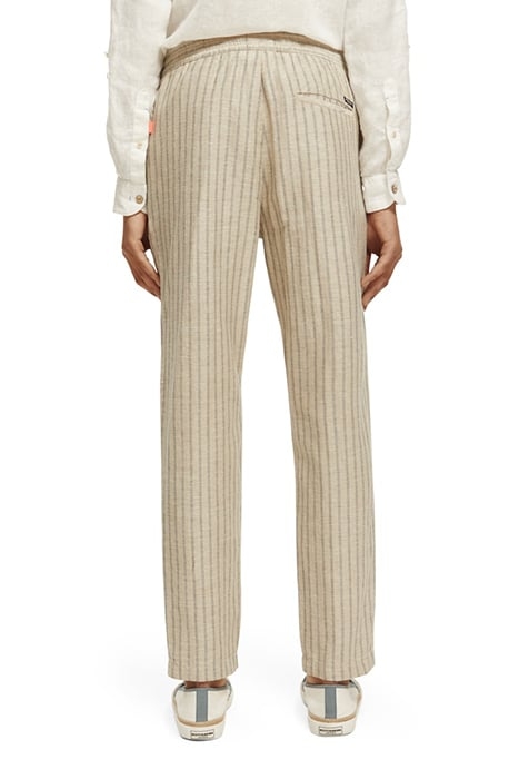 WARREN- STRIPED COTTON LINEN JOGGER SAND/ BLACK STRIPE 4