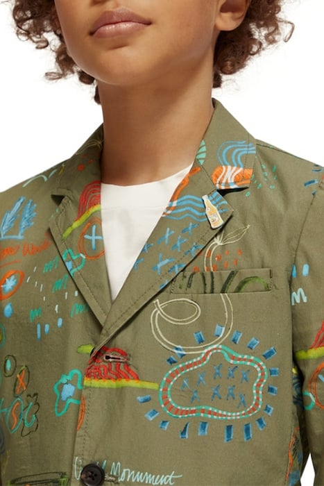 ALL-OVER PRINTED BLAZER PARK SCRIBBLES MILITARY 7