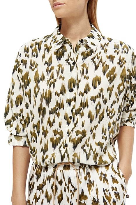 OVERSIZED SHIRT WITH PRINT BRUSHED IKAT ARMY GREEN 6
