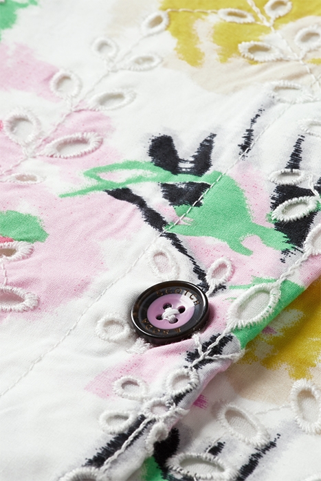 PUFF SLEEVE EMBROIDERED ORGANIC COTTON SHIRT DRESS ASTER WHI 7