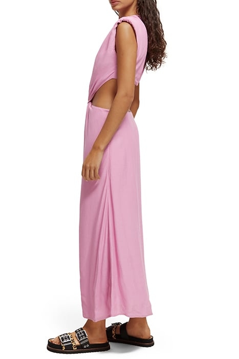 DRAPED STRUCTURED SHOULDER MIDI DRESS ORCHID PINK 3