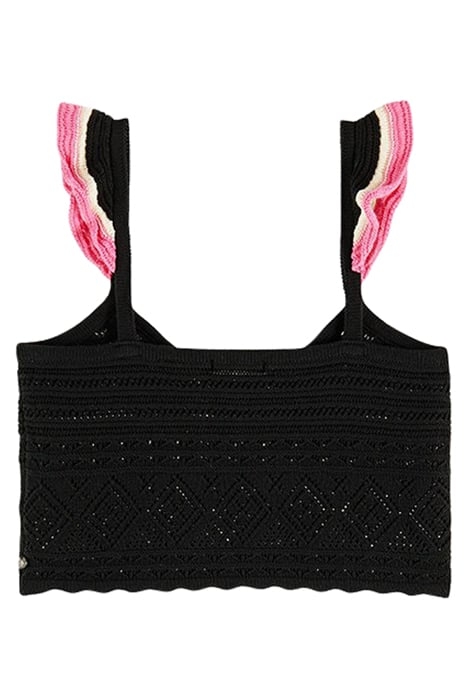 POINTELLE CROP KNITTED VEST BLACK 2