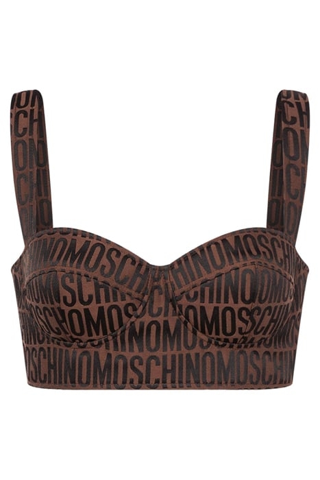 ALLOVER LOGO NYLON CROP TOP BROWN 3