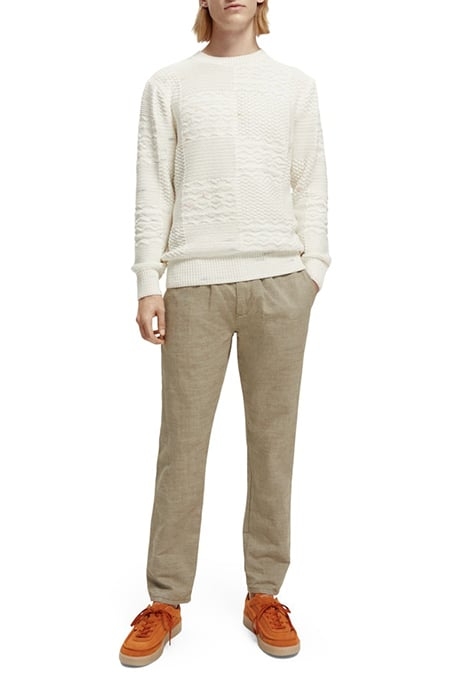 SPACE-DYE YARN STRUCTURED COTTON-BLEND PULLOVER COMBO A 4