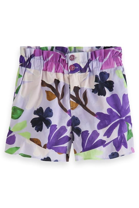 ALL-OVER PRINTED RUFFLE HEM SHORTS PAINTERS FLOWER 1
