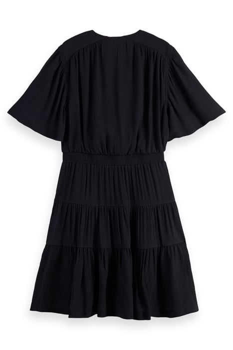 MIDI- LENGTH PANELED DRESS WITH GATHERING DETAILS BLACK 2