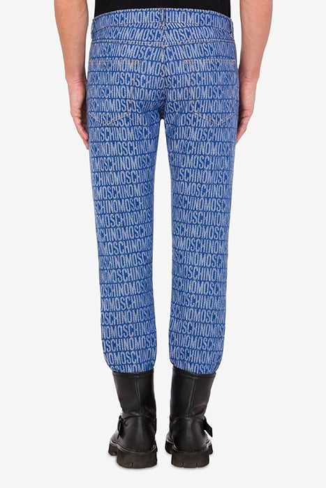 ALLOVER LOGO JACQUARD DENIM TROUSERS BLUE 2