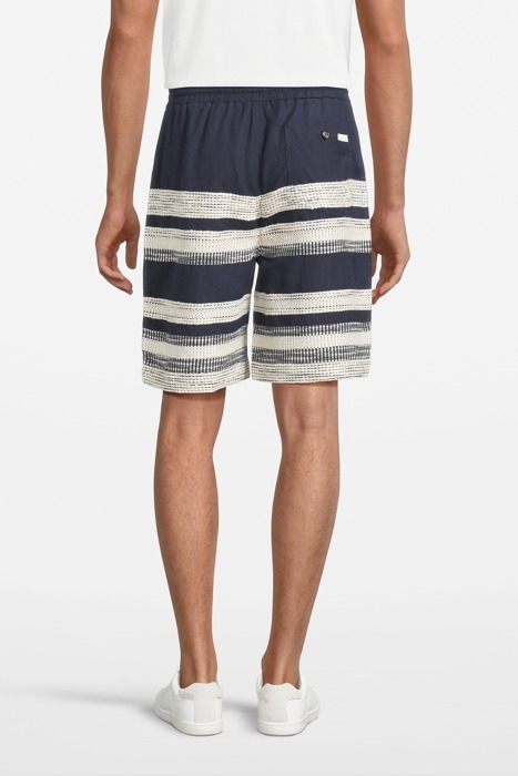 STRUCTURED STRIPED LINEN-BLEND BERMUDA SHORT COMBO A 3