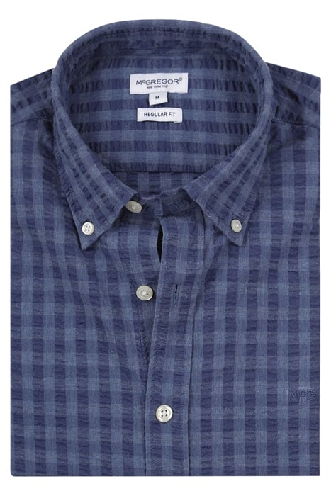 SEERSUCKER CHECK SHIRT MEDIUM BLUE 3