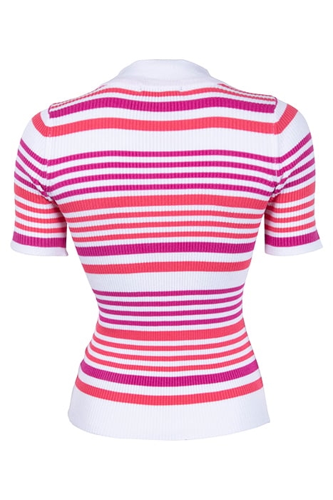 STRIPE TURTLE RIB KNIT WHITE/CAM/WILD ROSA 2