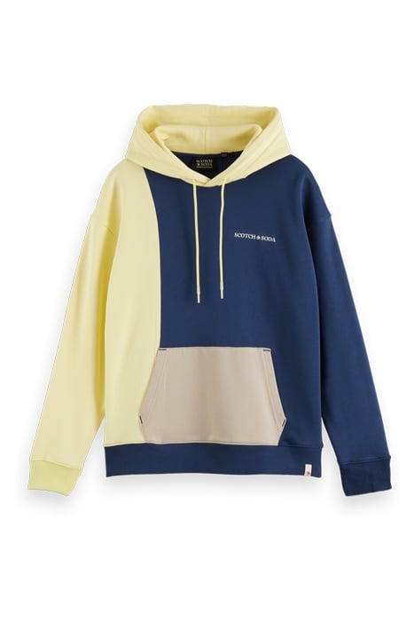 UNISEX - ORGANIC COTTON COLOURBLOCK HOODIE STORM BLUE/GLOW C 1