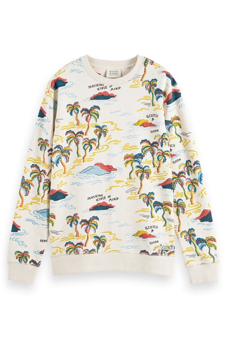 PRINTED SWEATSHIRT WHITE PALMTREE ISLAND AOP 1