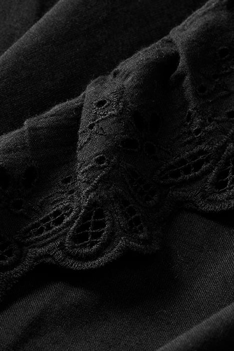 V-NECK SHIRT WITH BRODERIE IN ORGANIC COTTON BLACK 3