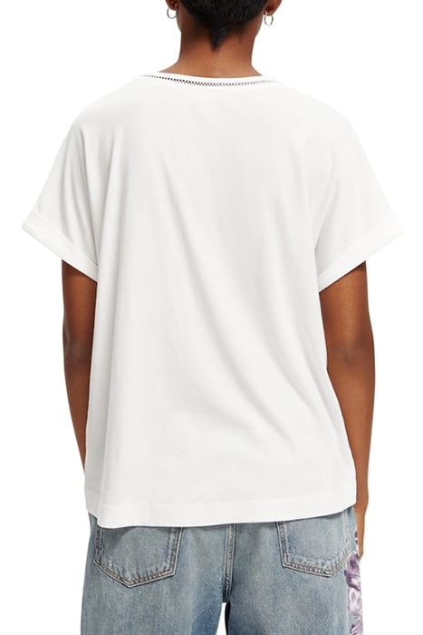 SCOOP-NECK LADDER TAPE T-SHIRT WHITE 3