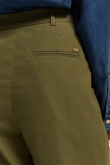 MILA - HIGH RISE TAPERED PLEATED CHINO ARMY GREEN 7